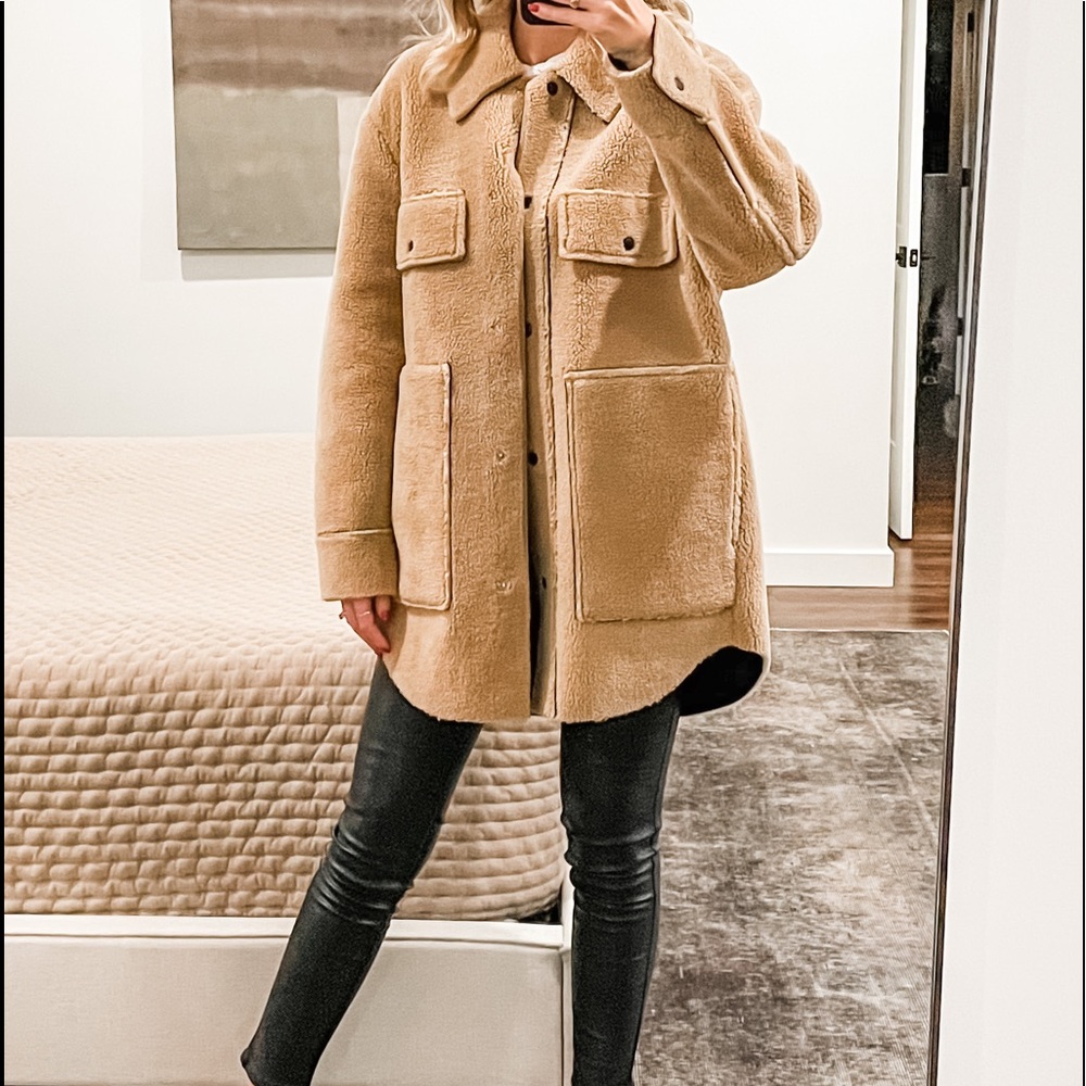 Zara Faux Sherpa Over Shirt Jacket